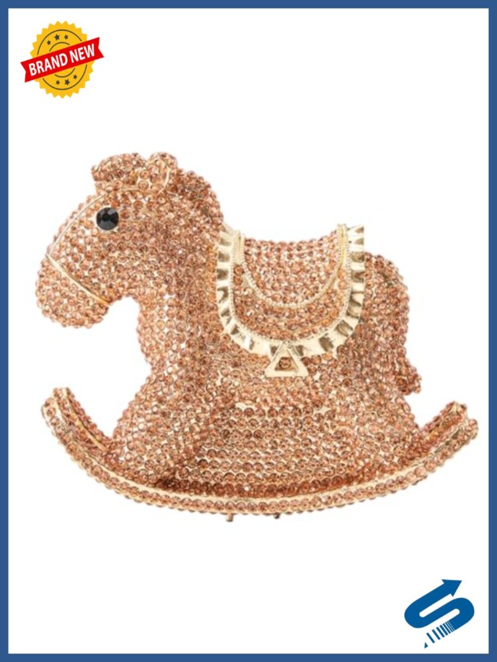 Rhinestone Rocking Horse Evening Clutch Mini Metal Frame Chain Strap